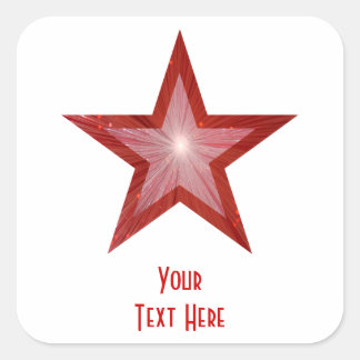 Red Star 'Your Text' square sticker white