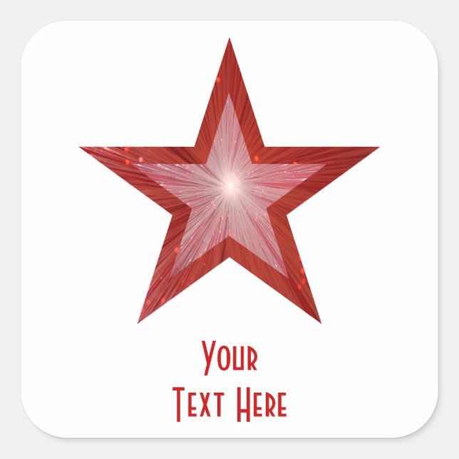 Red Star 'Your Text' square sticker white (Front)