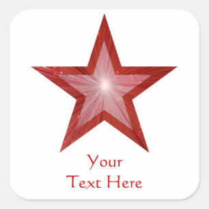 Red Star 'Your Text' square sticker white