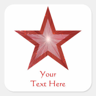 Red Star 'Your Text' square sticker white