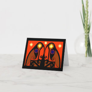 Red Starbirds Christmas card