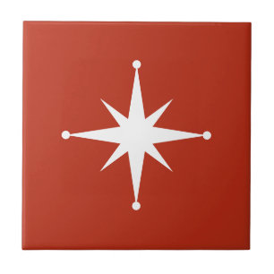 red Starburst Mid Century Modern Retro Tile