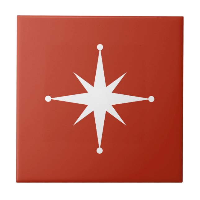 red Starburst Mid Century Modern Retro Tile (Front)