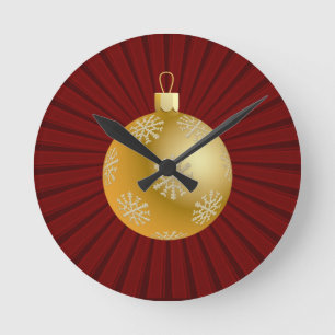 Red Starburst Stripes Ornament Wall Clock