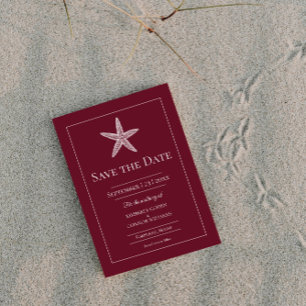 Red Starfish Monogram Photo Save The Date
