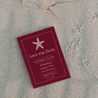 Red Starfish Monogram Photo Save The Date