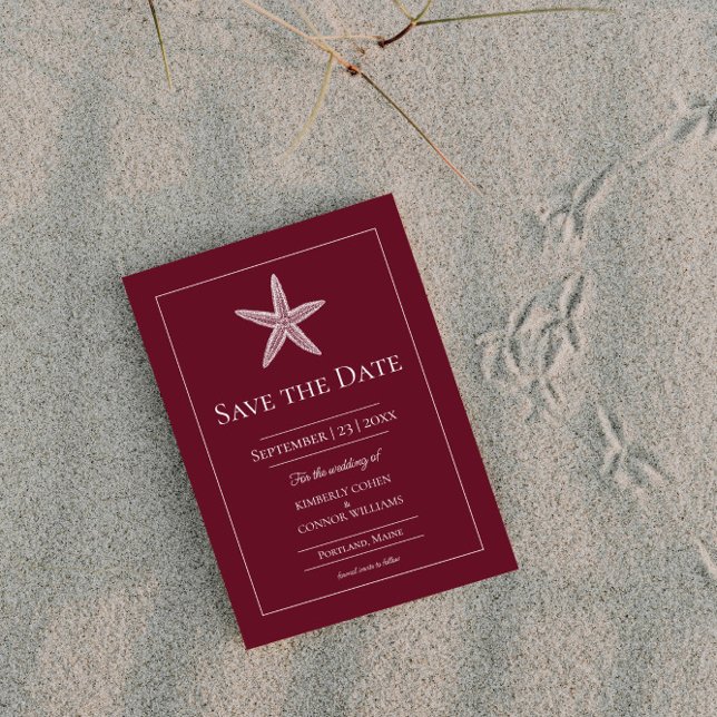 Red Starfish Monogram Photo Save The Date (Red Starfish Monogram Photo Save the Date)
