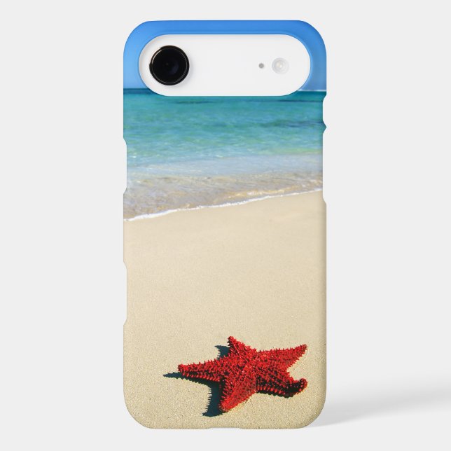 Red Starfish On White Sand Beach Case-Mate iPhone Case (Back)