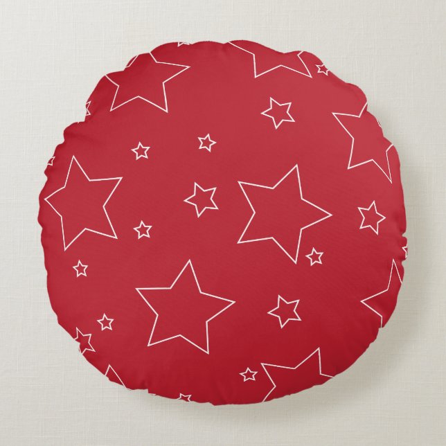 Red Stars 4th of July Round Pillow (Front)