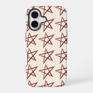 Red Stars Aesthetic Cool Vintage iPhone 16 Case