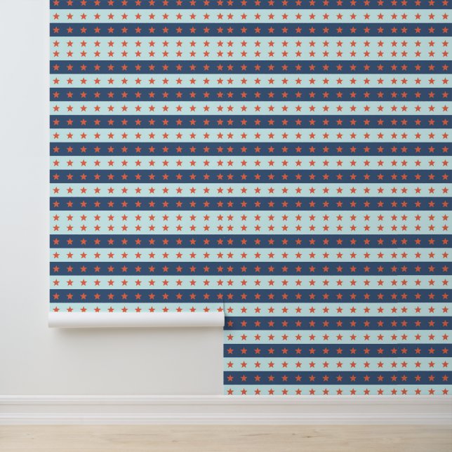 Red Stars and Blue Stripes Pattern Wallpaper (Application)