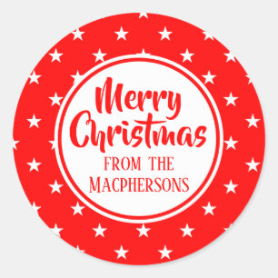 Red Stars Christmas Stickers