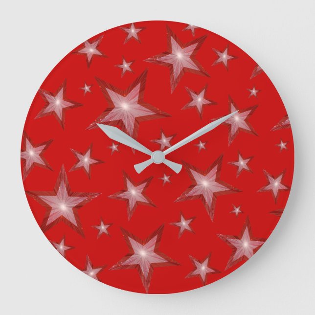 Red Stars clock round red (Front)