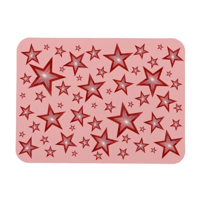 Red Stars flexible magnet pink (Horizontal)