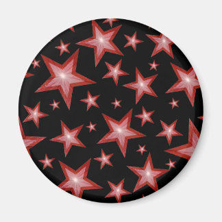 Red Stars fridge magnet round black