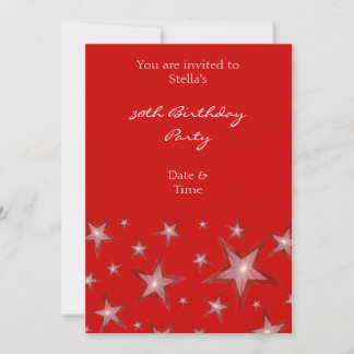 Red Stars invitation vertical red