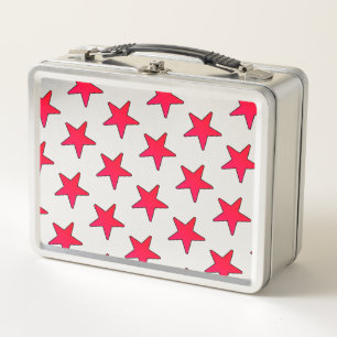 Red Stars Metal Lunch Box