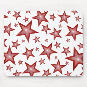 Red Stars mousepad white