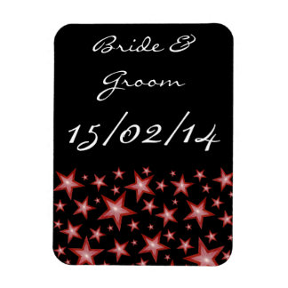 Red Stars 'Names Date' flexible magnet black