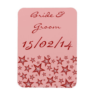 Red Stars 'Names Date' flexible magnet pink