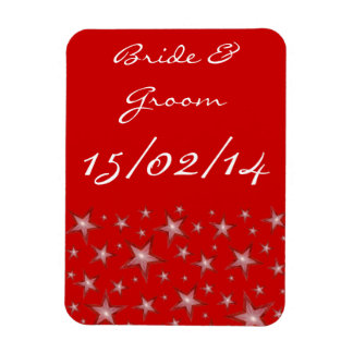 Red Stars 'Names Date' flexible magnet red
