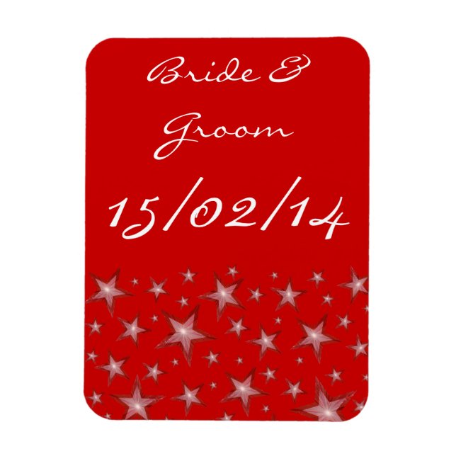 Red Stars 'Names Date' flexible magnet red (Vertical)