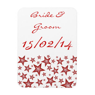 Red Stars 'Names Date' flexible magnet white