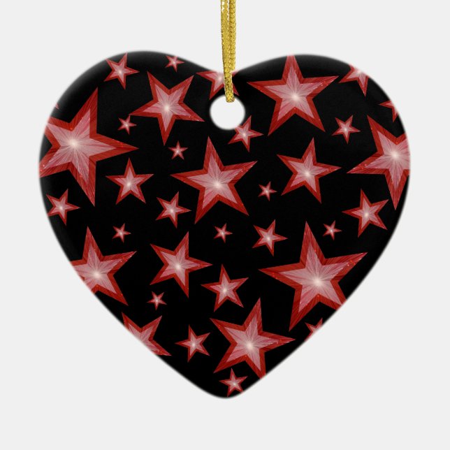 Red Stars ornament heart black (Front)