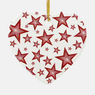 Red Stars ornament heart white