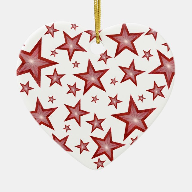 Red Stars ornament heart white (Front)