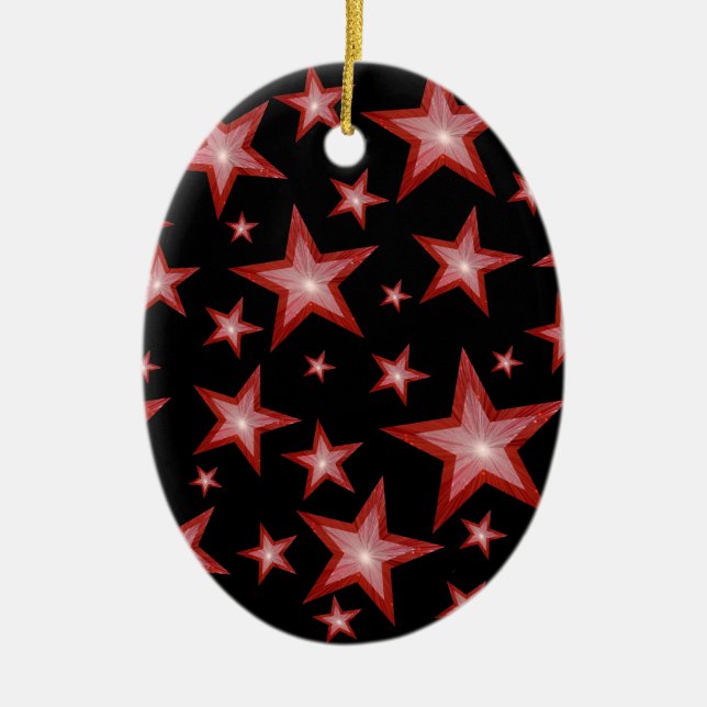 Red Stars ornament oval black (Front)