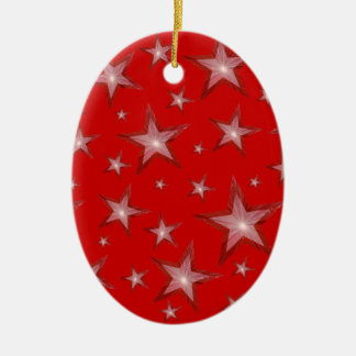 Red Stars ornament oval red
