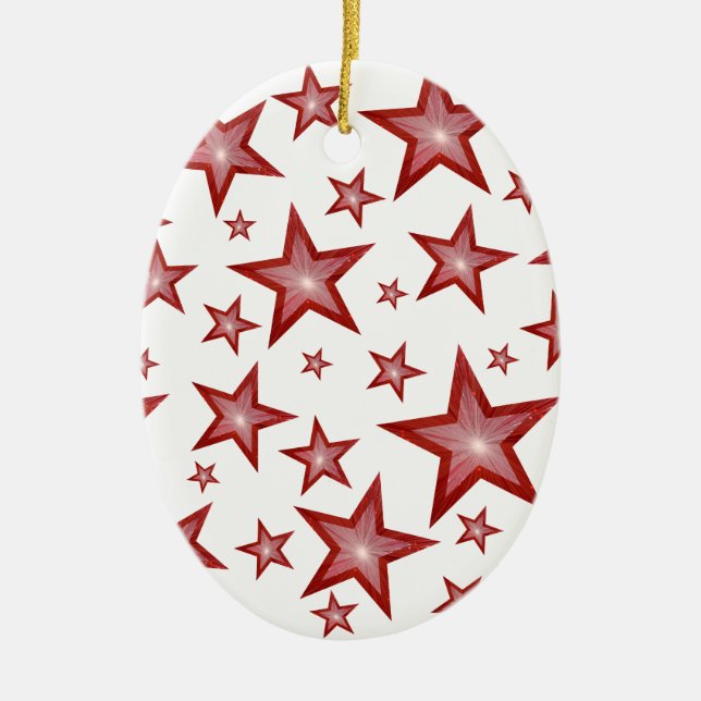 Red Stars ornament oval white (Front)