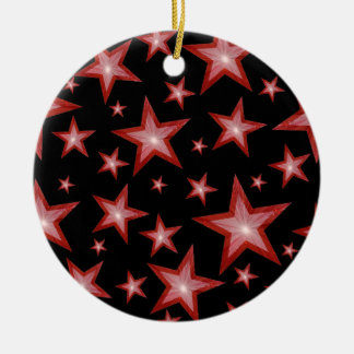 Red Stars ornament round black