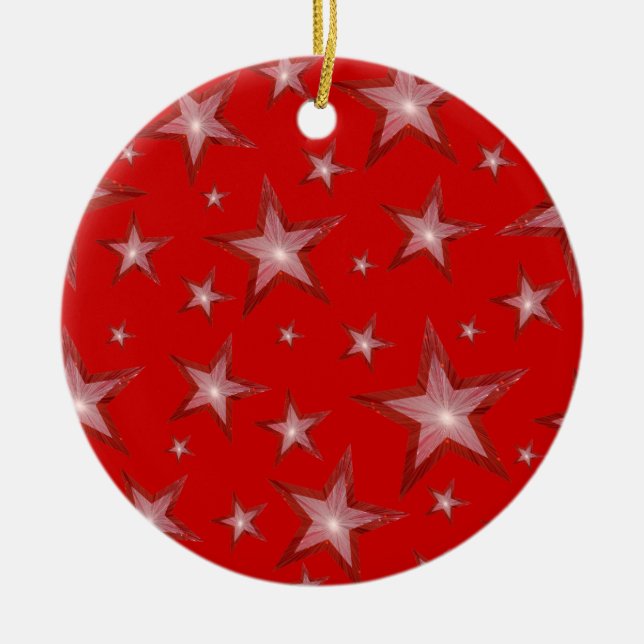 Red Stars ornament round red (Front)