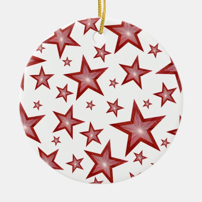 Red Stars ornament round white (Front)