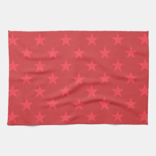 Red stars pattern tea towel