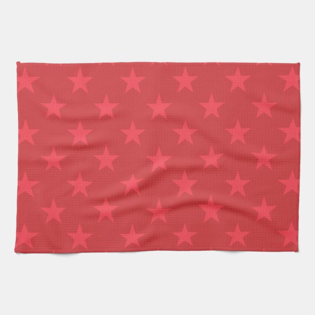 Red stars pattern tea towel (Horizontal)