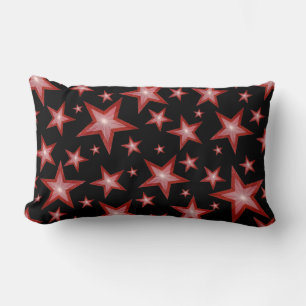 Red Stars printed lumbar black back Cushion