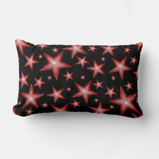 Red Stars printed lumbar black back Cushion