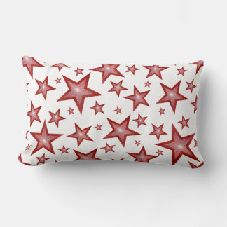 Red Stars printed lumbar white back Cushion