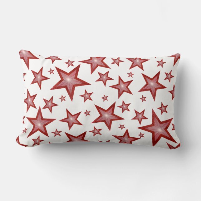 Red Stars printed lumbar white back Cushion (Front)