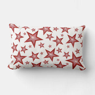 Red Stars printed throw pillow lumbar white