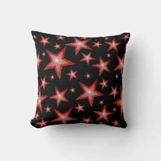 Red Stars printed throw pillow square black
