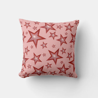 Red Stars printed throw pillow square pink