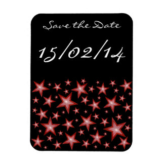 Red Stars 'Save the Date' flexible magnet black