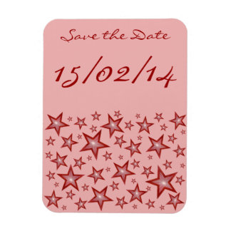 Red Stars 'Save the Date' flexible magnet pink