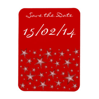 Red Stars 'Save the Date' flexible magnet red