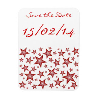 Red Stars 'Save the Date' flexible magnet white