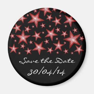 Red Stars 'Save the Date' fridge magnet black
